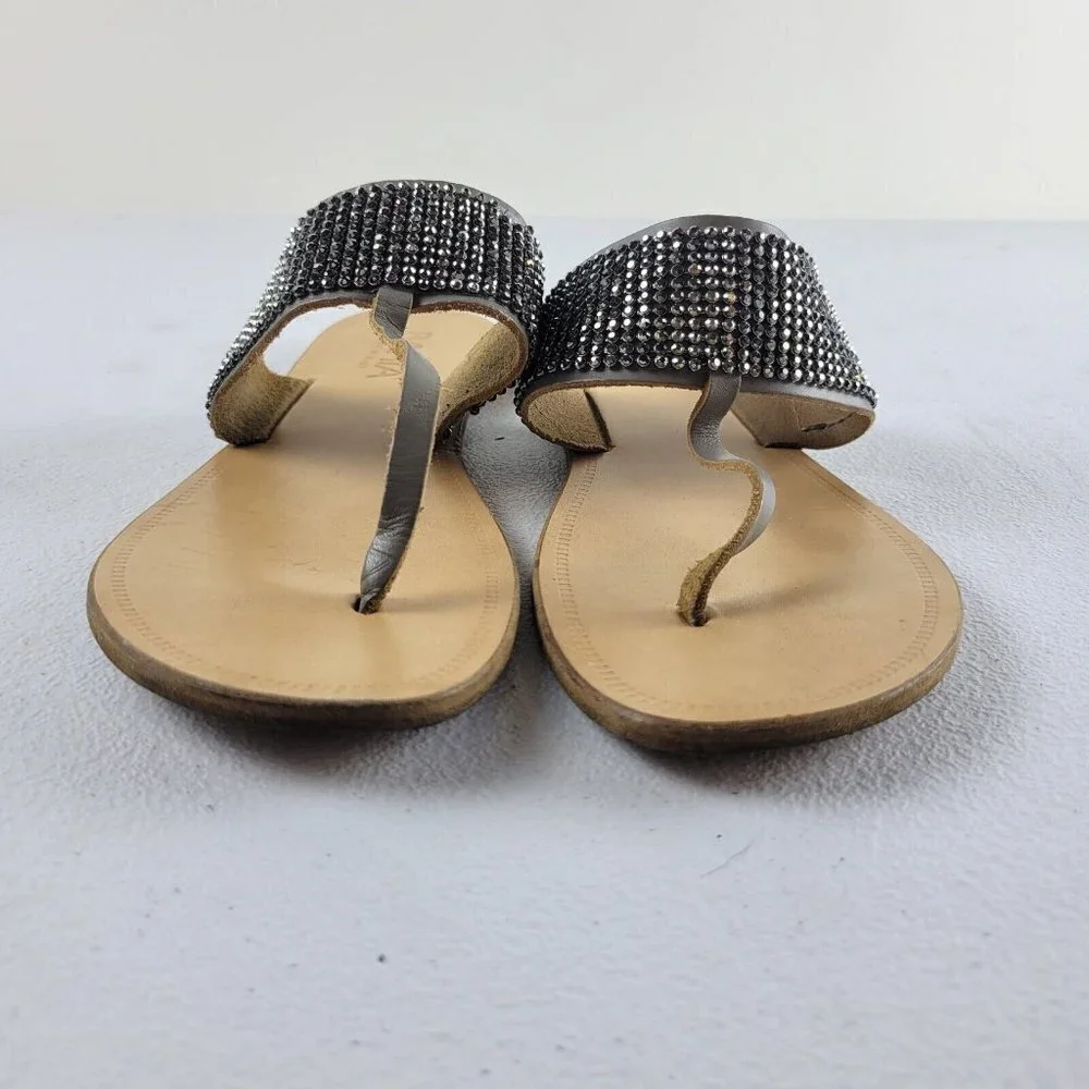 Bahia Lavorazione Artigiana Studded Rhinestone Flip Flop Flat Sandals 8.5 Womens